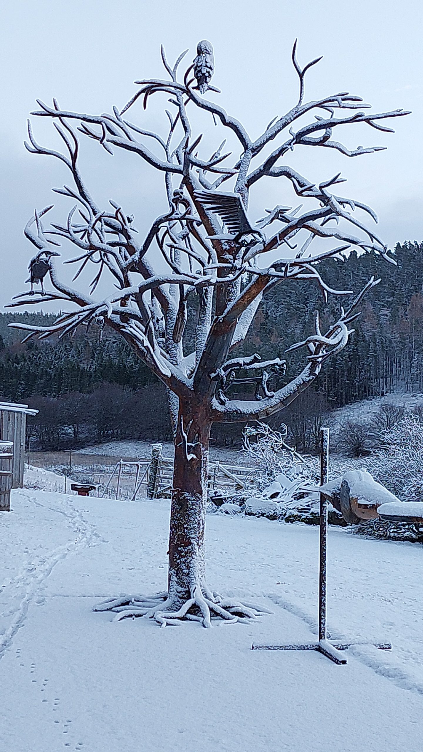 tree sculpture in snow